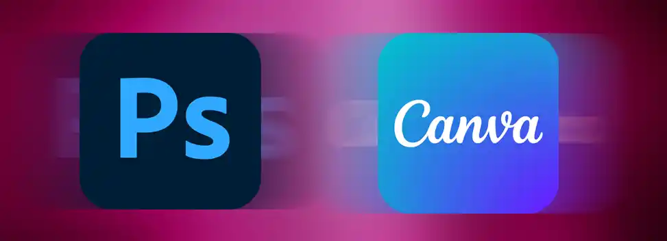 Bildmontage Photoshop Logo vs. Canva Logo