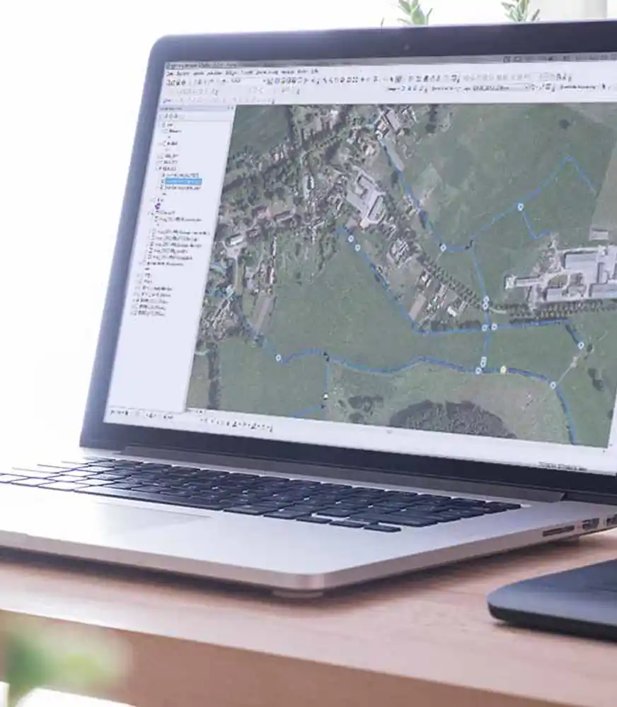 Büro mit Computer auf dem ArcGIS Pro läuft