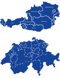 Landkarte Österreich und Schweiz